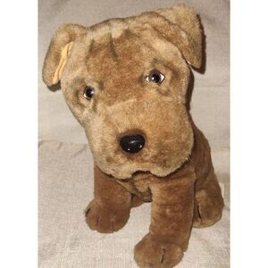 Vintage 1983 Snuggables "CHAN" Stuffed Plush Dog - realistic features. Sharpei b